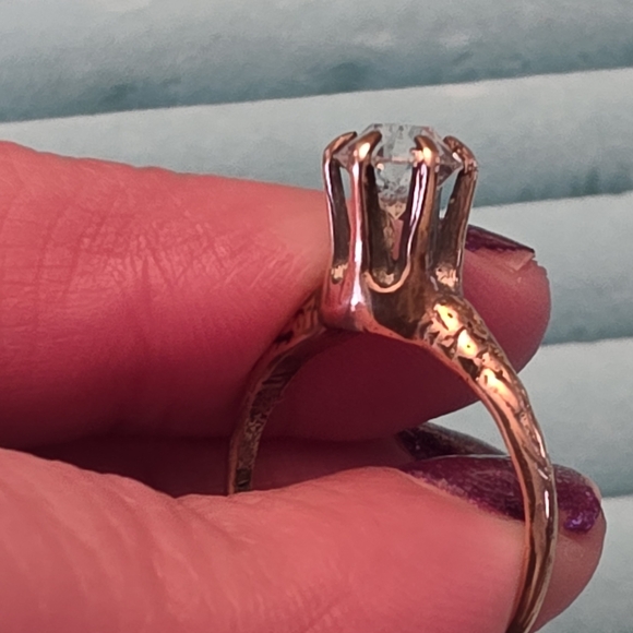 Late 19th Or Early 20th Century Antique Copper Solitaire Ring - Picture 3 of 16